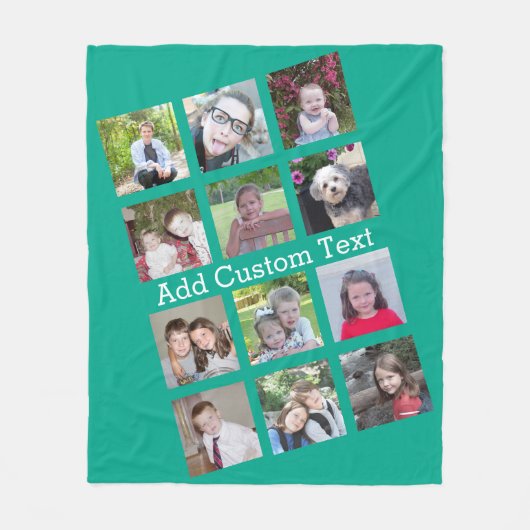 12 Foto Fun Square Collage met groene achtergrond Fleece Deken (Voorkant)