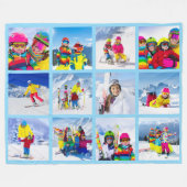 12 Foto Grid Collage Baby Blauw Fleece Deken (Voorkant (Horizontaal))