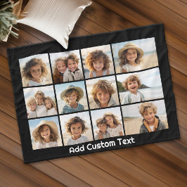 12 Foto Instagram Collage en zwarte achtergrond Fleece Deken