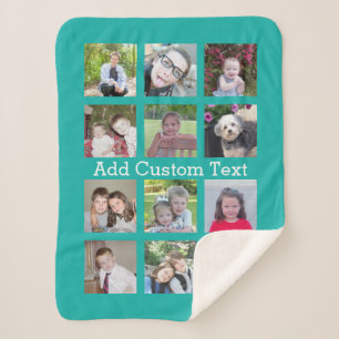 12 Foto Instagram Collage met blauwe achtergrond Sherpa Deken