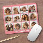 12 Foto Instagram Collage met Coral Background Muismat<br><div class="desc">Voeg je favoriete afbeeldingen toe aan deze leuke sjabloon. U kunt de foto's van het Instagram of om het even welke foto's voor dit net gebruiken.</div>