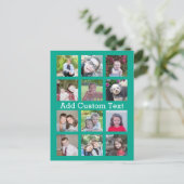 12 Foto Instagram Collage met groene achtergrond Briefkaart (Staand voorkant)