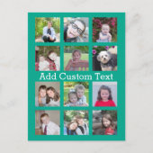 12 Foto Instagram Collage met groene achtergrond Briefkaart (Voorkant)