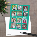 12 Foto Instagram Collage met groene achtergrond Briefkaart<br><div class="desc">Voeg je favoriete afbeeldingen toe aan deze leuke sjabloon. U kunt de foto's van het Instagram of om het even welke foto's voor dit net gebruiken.</div>