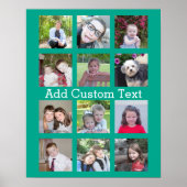 12 Foto Instagram Collage met groene achtergrond Poster (Voorkant)