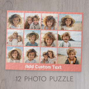 12 Foto Instagram Collage met Koraalrode Achtergro Legpuzzel