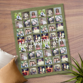 12 Foto Instagram Collage met Olive Background Fleece Deken