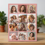 12 Foto Instagram Collage - Pastel Coral Roos Briefkaart<br><div class="desc">Voeg uw favoriete afbeeldingen toe aan dit fotorooster van 12 sleuven. U kunt alle foto's voor dit raster gebruiken.</div>