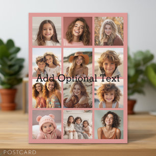 12 Foto Instagram Collage - Pastel Coral Roos Briefkaart