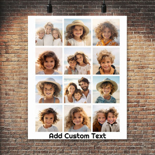 12 Foto Instagram Collage - wit met zwart type Poster