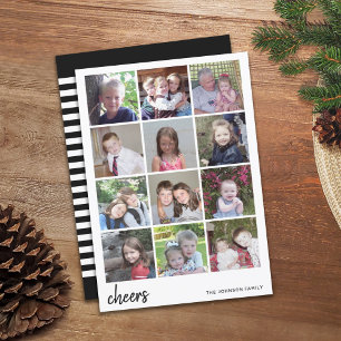 12 Foto Kerst Collage - Cheers Minimalist Feestdagenkaart