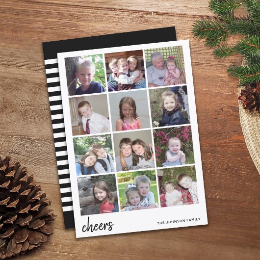 12 Foto-kerstcollage - Minimalistisch voor de kast Feestdagenkaart
