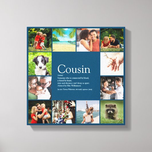 12 Foto Modern Blue Best Cousin Ever Definition Canvas Afdruk (Voorkant)