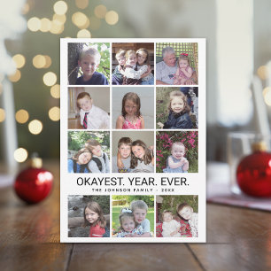 12 Foto - Okayest Year 2020 Black White Feestdagenkaart