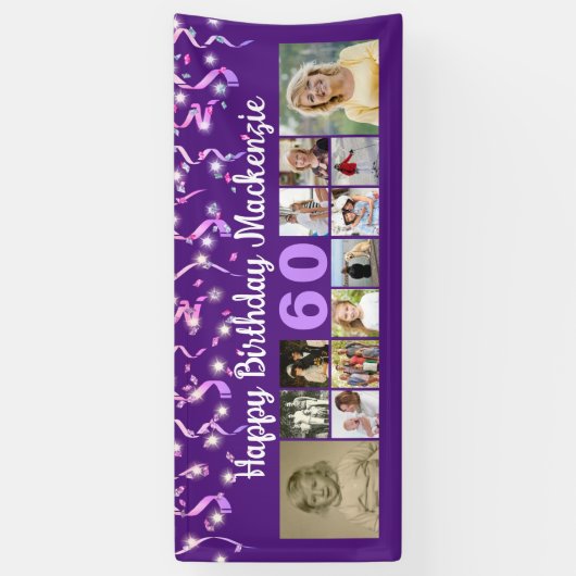 12 Foto Paarse Streamers Confetti Spandoek (Verticaal)