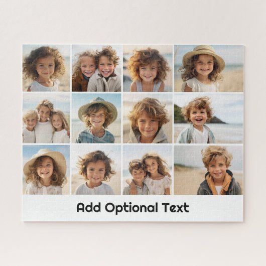 12 Foto-rastercollage - Wit - Mod Type Zwart Legpuzzel (Horizontaal)