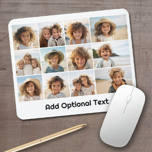 12 Foto-rastercollage - Wit - Mod Type Zwart Muismat