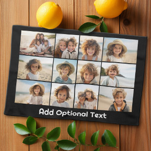 12 Foto-rastercollage - Zwart Wit - Mod Type Theedoek