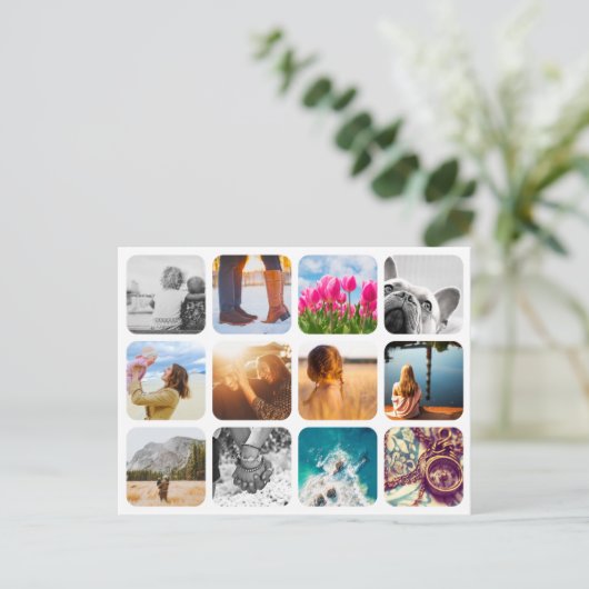 12 Foto Vakantie Ansichtkaart Sjabloon Raster Fram Briefkaart (Staand voorkant)