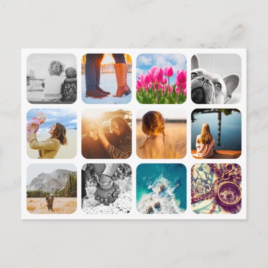 12 Foto Vakantie Ansichtkaart Sjabloon Raster Fram Briefkaart (Voorkant)