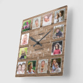 12 Foto van Collage Family Quote Reclaimed Wood Vierkante Klok (Hoek)