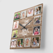 12 Foto van Collage Family Quote Reclaimed Wood Vierkante Klok (Hoek)