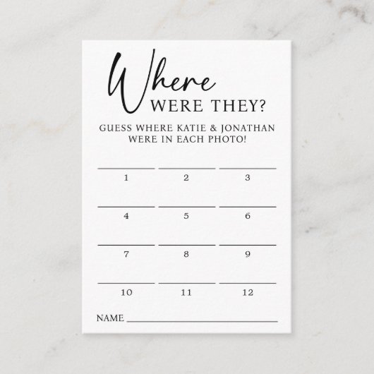 12 foto waar waren ze spel raden Kaart Notitiekaartje (Voorkant)