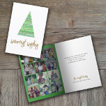 12 Foto: Warmest Wishes Christmas Tree Ornaments Feestdagen Kaart<br><div class="desc">ONTWERP VOORZIJDE: een moderne, minimale kerstboom met een achtergrond en ornamenten van de Waterverf. De groet - Warmste wensen - kan worden veranderd. De achtergrondkleur is wit. — INSIDE ONTWERP: Gebruik 12 vierkante foto's met het onderwerp gecentreerd. De collage van de 12 netfoto gebruikt vierkante foto's die worden gestapeld om...</div>