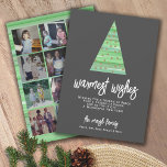 12 Foto: Warmest Wishes Christmas Tree Ornaments Feestdagenkaart<br><div class="desc">FRONT DESIGN: modern, minimum Christmas Tree with a Watercolor background and ornaments. The greeting - Warmest Wishes - can be change. A message area is also included with an area to add a family signy and individual names. The background color is a charcoal gray. — BACK DESIGN: Use 12 square...</div>