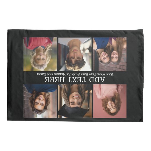 12 Fotocollage - 6 aan elke kant - plus tekst Kussensloop (Achterkant)