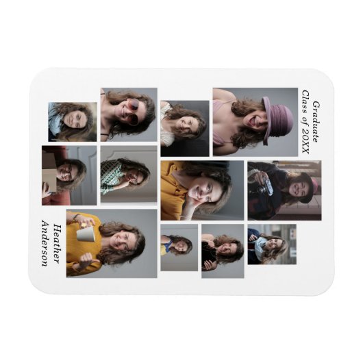 12 Fotocollage Afstuderen naam Flexible Magneet (Horizontaal)