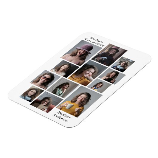 12 Fotocollage Afstuderen naam Flexible Magneet (Linkerzijde)