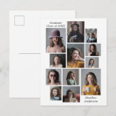 12 Fotocollage Afstuderen naamklasse 2023 Aankondigingskaart (Voorkant / Achterkant)