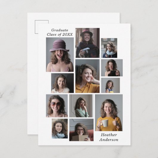 12 Fotocollage Afstuderen naamklasse 2023 Aankondigingskaart (Voorkant / Achterkant)