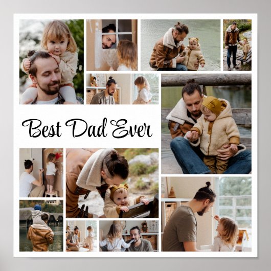 12 Fotocollage Beste Papa Ooit Poster (Voorkant)