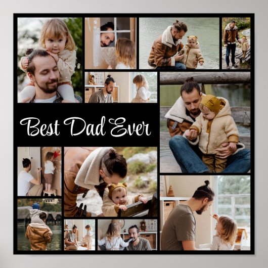 12 Fotocollage Beste Papa Ooit Poster (Voorkant)