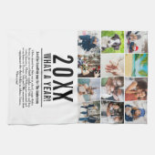 12 Fotocollage Familie Jaar in Review Modern Theedoek (Horizontaal)