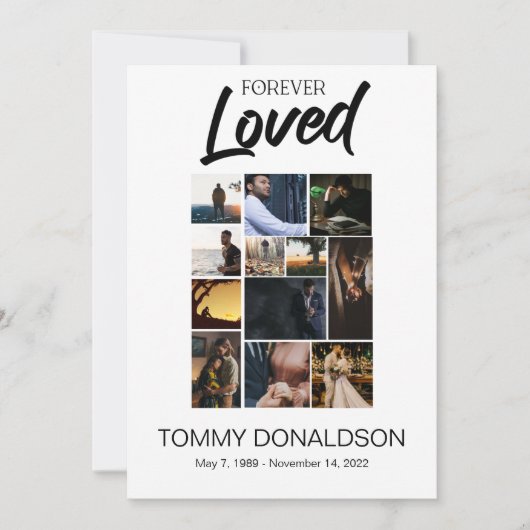12 Fotocollage Forever Loved Funeral Program Kaart (Voorkant)