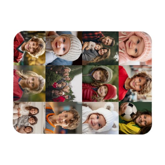 12 Fotocollage - Foto's alleen vierkant bijgesnede Magneet (Horizontaal)