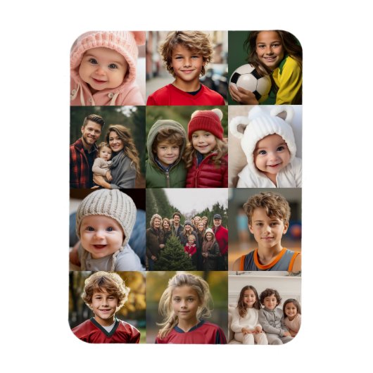 12 Fotocollage - Foto's alleen vierkant bijgesnede Magneet (Verticaal)