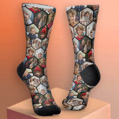 12 Fotocollage - funky zeshoek - Willekeurig patro Sokken