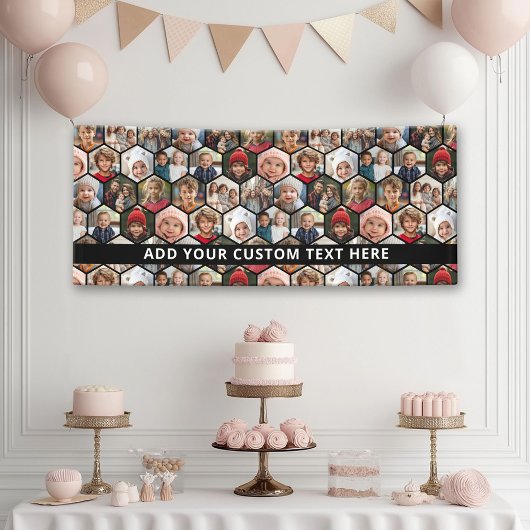 12 Fotocollage - funky zeshoek - Willekeurig patro Spandoek