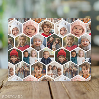 12 Fotocollage - funky zeshoekig patroon Briefkaart