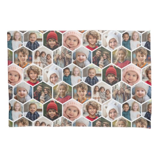 12 Fotocollage - funky zeshoekig patroon overal Kussensloop (Voorkant)