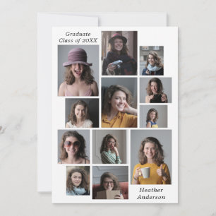 12 Fotocollage Gepersonaliseerde Afstuderen Naam & Aankondiging