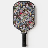 12 Fotocollage in diamantpatroon - zwart Pickleball Paddle (Voorkant)