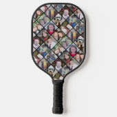 12 Fotocollage in diamantpatroon - zwart Pickleball Paddle (Achterkant)