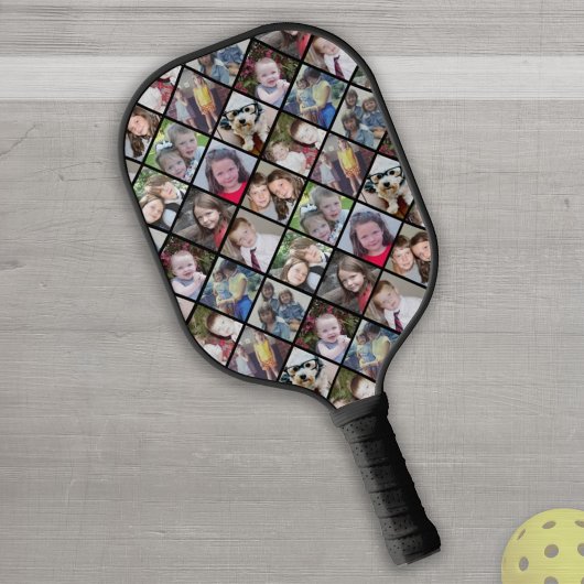 12 Fotocollage in diamantpatroon - zwart Pickleball Paddle