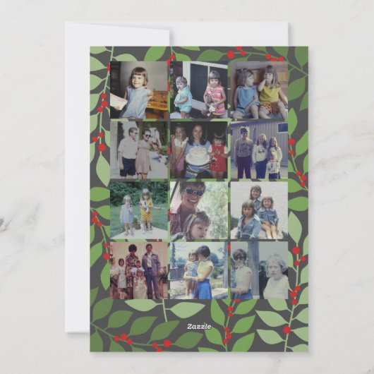 12 Fotocollage - Merry Script - Botanisch Feestdagenkaart (Achterkant)