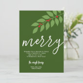 12 Fotocollage - Merry Script - Green Botanical Feestdagenkaart (Staand voorkant)